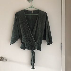 Cropped Wrap Top with tie waist